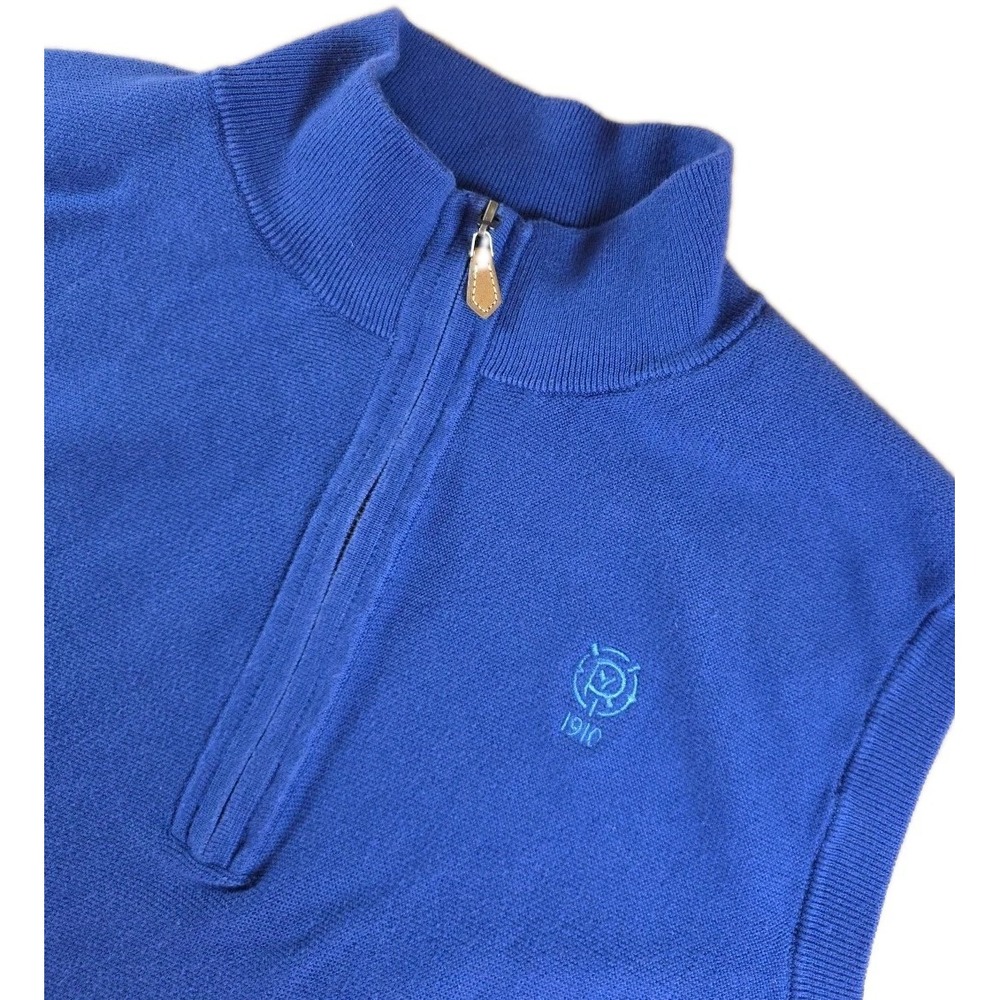 Donald‎ Ross 1/4 Zip Pull Over Sweater Vest Men's XL  Blue  100% Cotton
